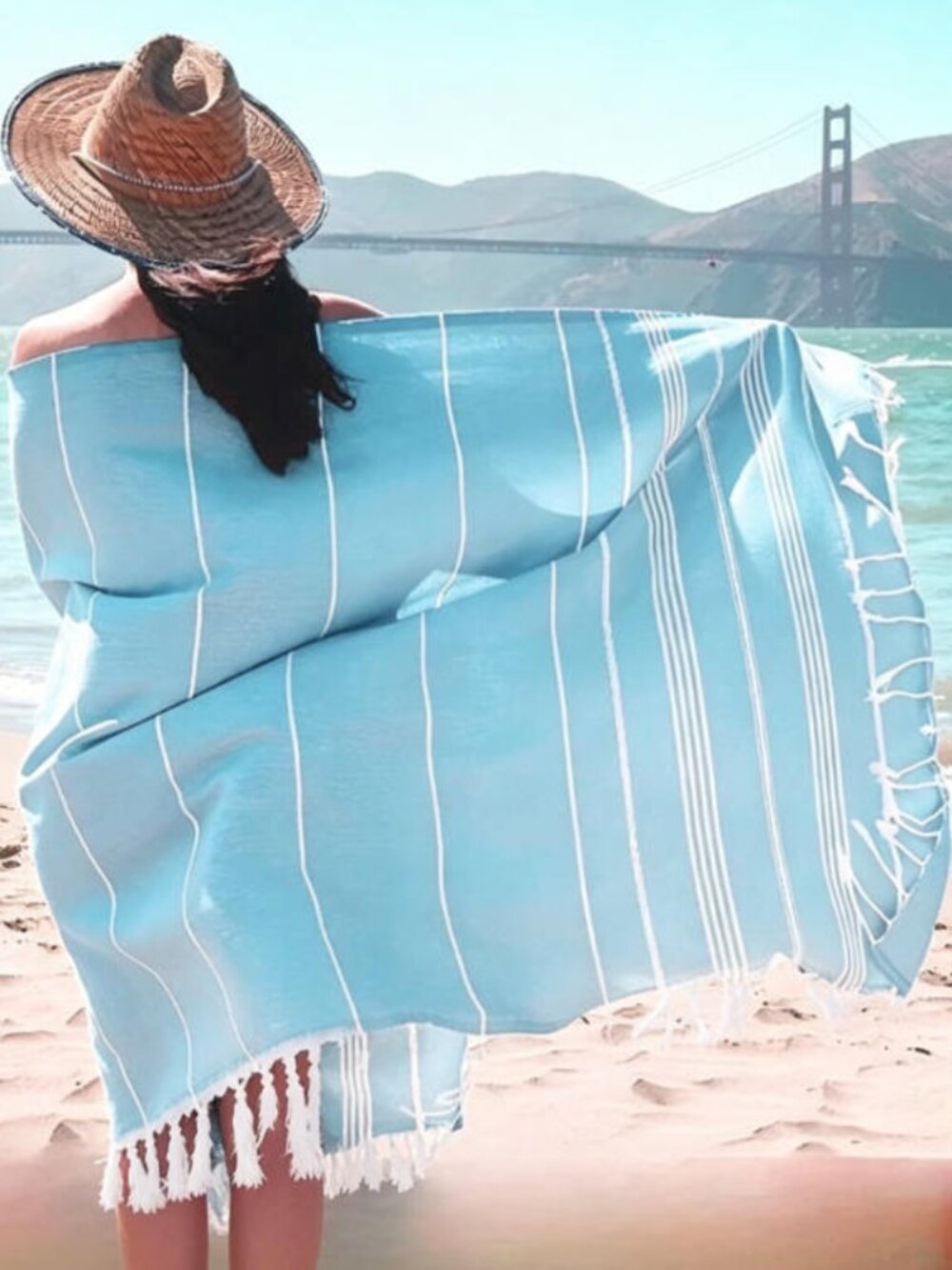 4PCS Striped Turkish Towel Cotton Sports Beach Towel For Adult Pool Blanket - Picture 2 of 9